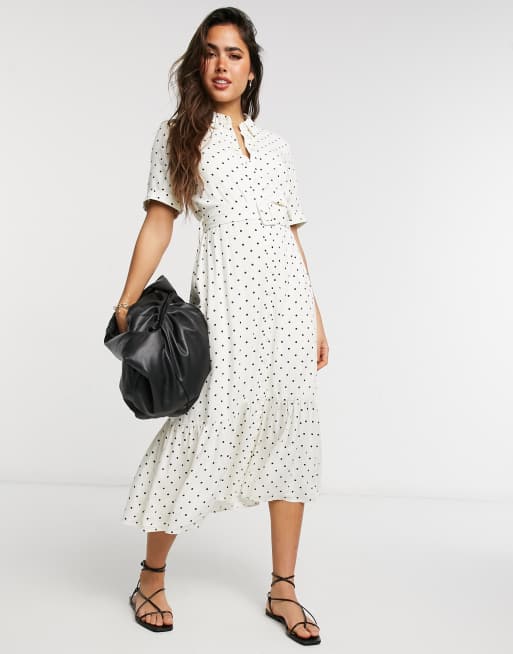 ASOS Polka Dot Shirt In Black With Short Sleeves In Regular Fit