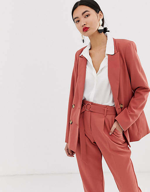 Warehouse double breasted blazer in pink | ASOS
