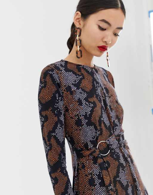 Warehouse snake print store shirt dress