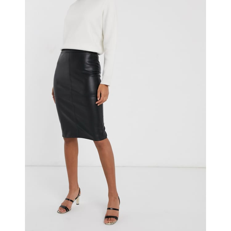 Faux leather 2025 pencil skirt warehouse