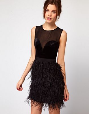 warehouse feather dress