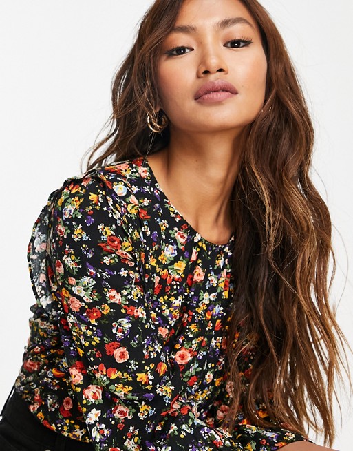 Warehouse floral frill detail top in multi