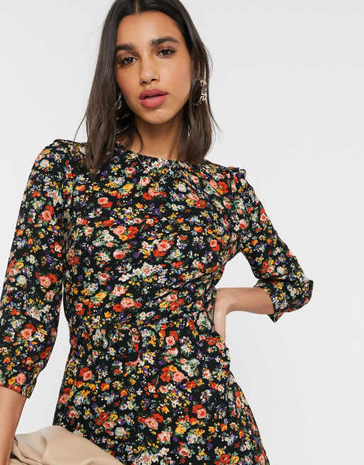 Warehouse black cheap floral dress