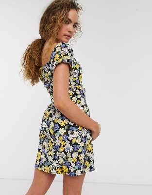 warehouse black and yellow dress