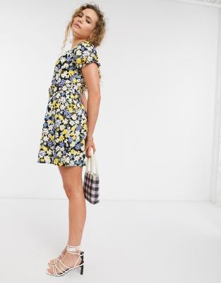 warehouse black and yellow dress