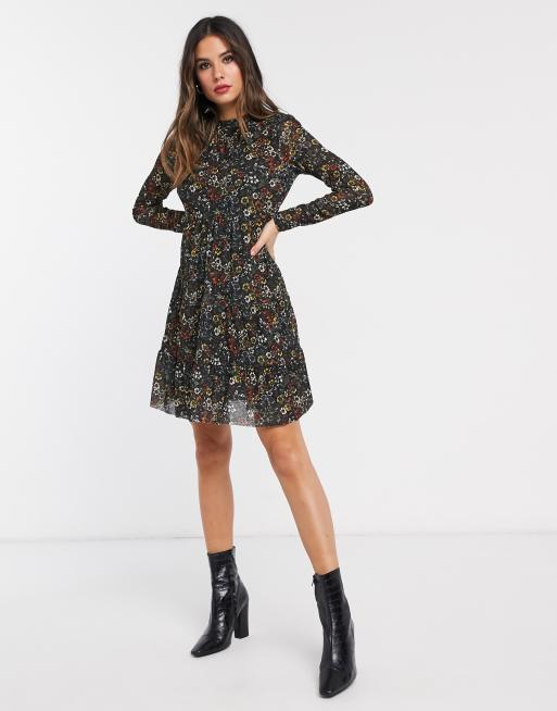 Warehouse floral print mesh dress | ASOS