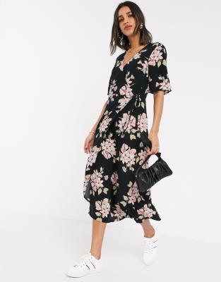 warehouse floral midi dress