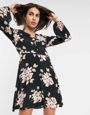 warehouse leaf print midi dress