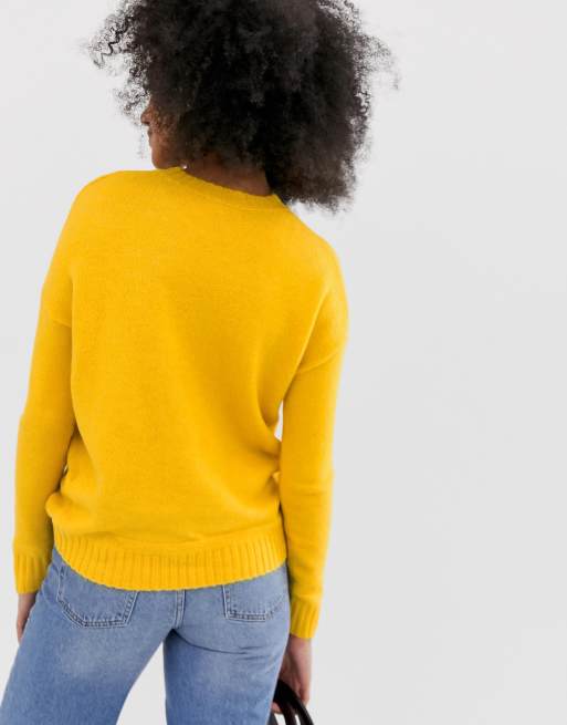 Warehouse Gelber Pullover Mit Rundhalsausschnitt Asos