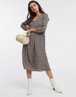 warehouse spot print midi dress