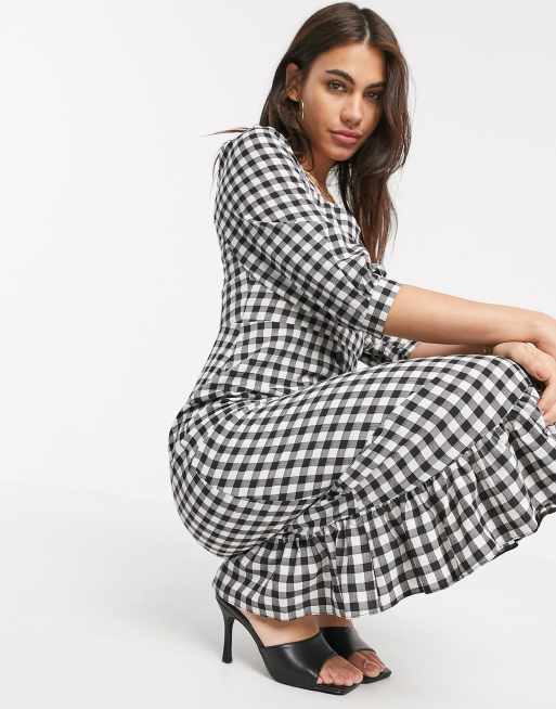 Gingham square 2025 neck dress