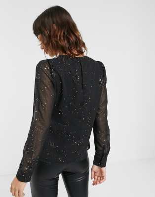 Warehouse black glitter hotsell high neck top