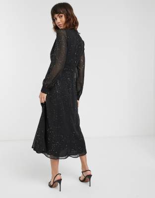 black glitter midi dress