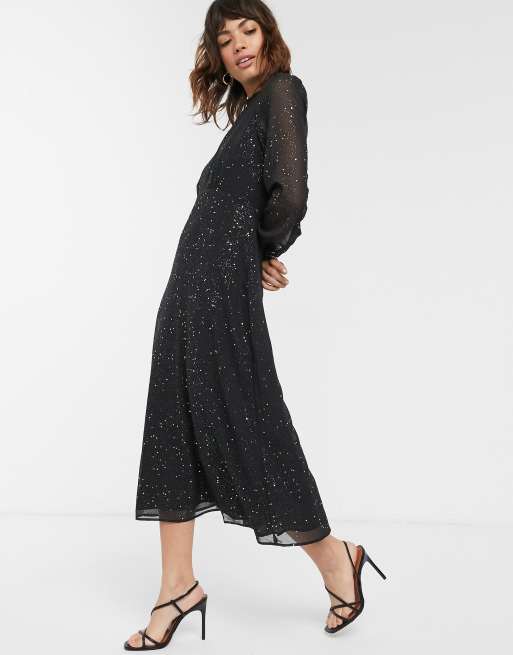 Warehouse foil outlet pleated midi dress