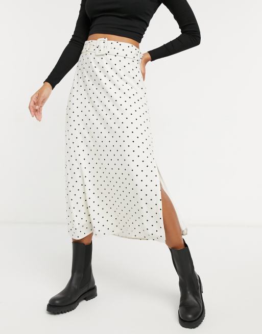 Warehouse - Gonna midi con cintura a pois multicolore