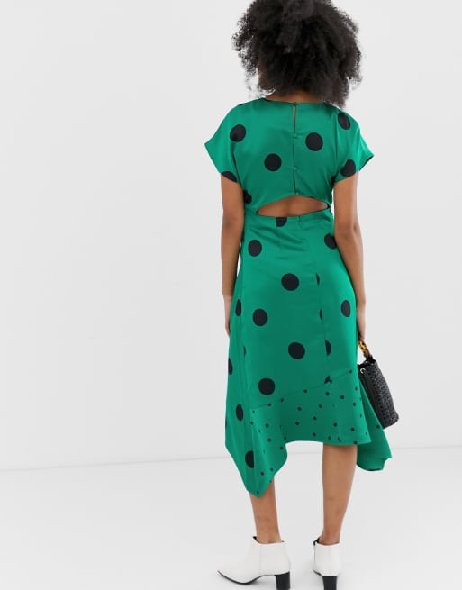 Warehouse mixed polka 2024 dot midi dress