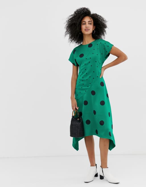 Warehouse mixed store spot midi dress