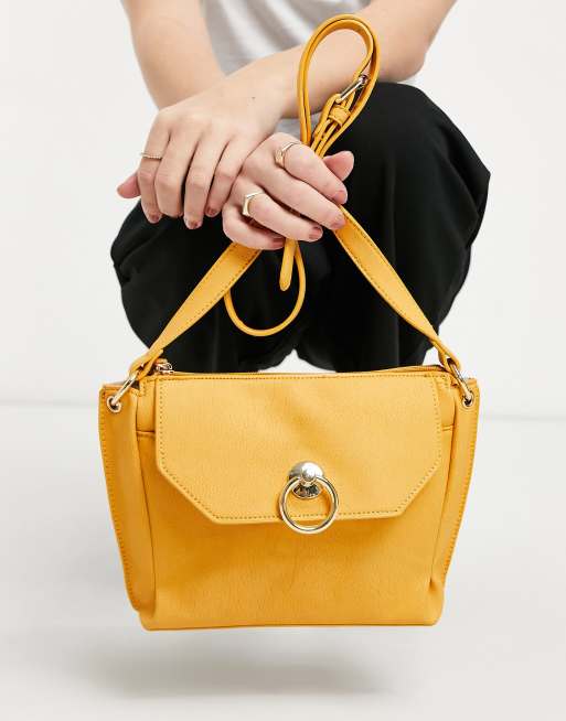 Warehouse hardware pocket crossbody bag in yellow