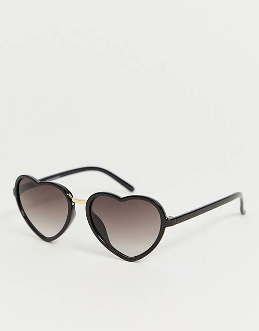 Warehouse heart frame sunglasses in black