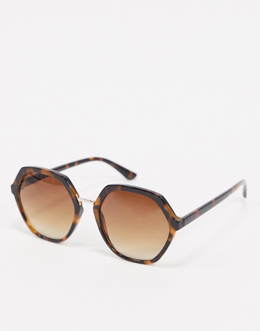 Warehouse hexagon frame sunglasses in tan