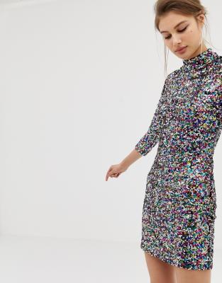 warehouse rainbow spot dress