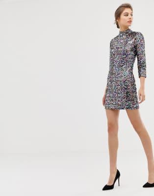 warehouse rainbow spot dress