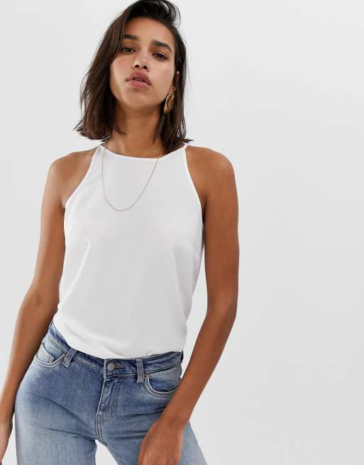 White high neck on sale cami