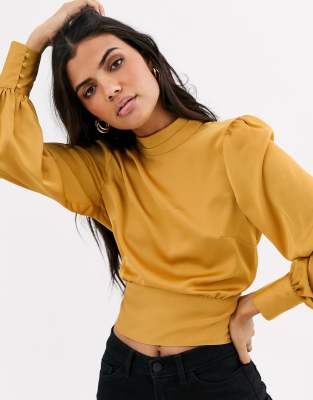 high neck yellow top