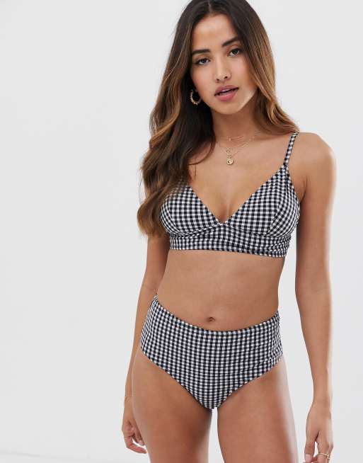 High waisted checkered hot sale bikini bottoms