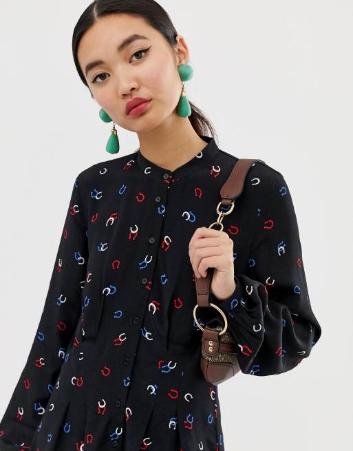 Warehouse horse shop print shirt dress