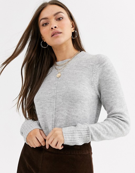 Warehouse jumper with crew neck in light grey