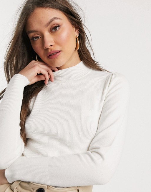 Warehouse jumper with funnel neck in ivory