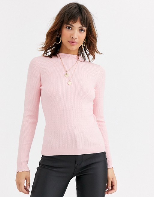 Warehouse jumper with funnel neck in pink