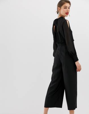 warehouse chiffon sleeve jumpsuit