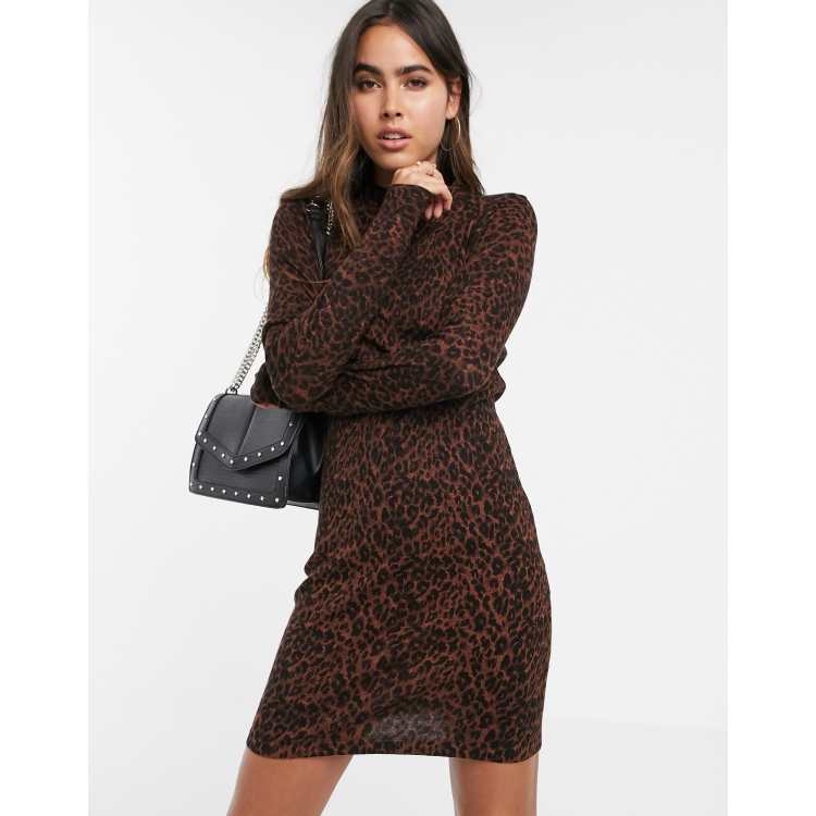 Warehouse leopard print outlet knit dress