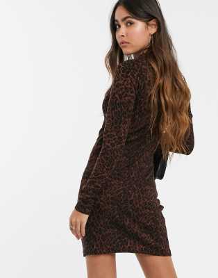 warehouse leopard print knit dress