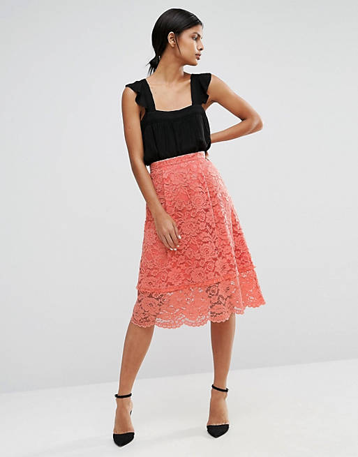 Warehouse Lace Midi Skirt