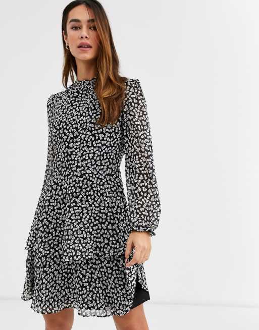 Warehouse leopard tiered clearance dress