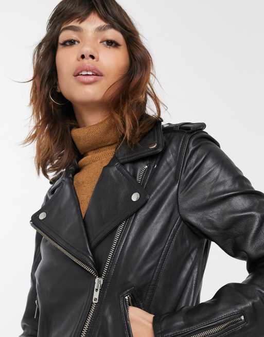 Warehouse faux shop leather biker jacket