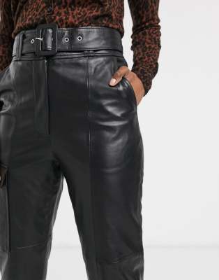 belted leather trousers