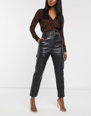 leather belted pants