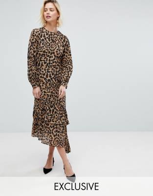 chiffon leopard dress