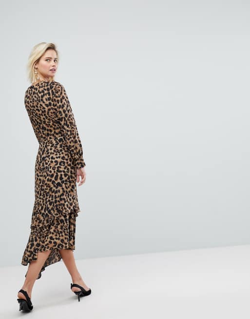 Warehouse midi leopard print dress sale