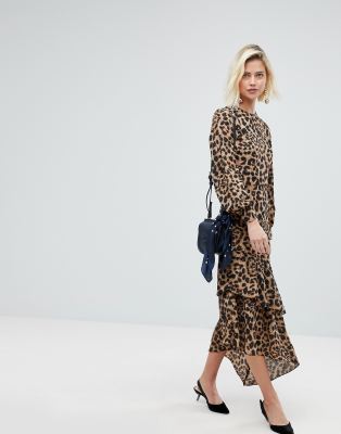 leopard print chiffon dress