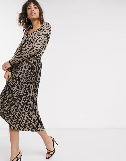 Warehouse animal store print midi dress