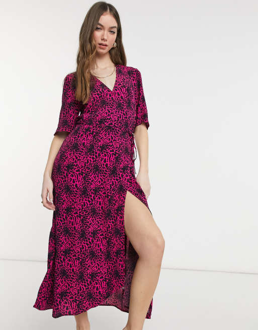 Warehouse pink leopard cheap print dress