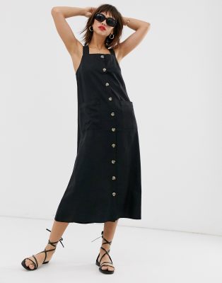 warehouse denim pinafore dress