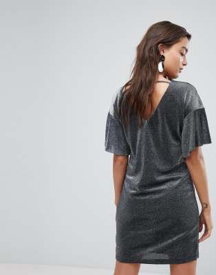 metallic tunic dress