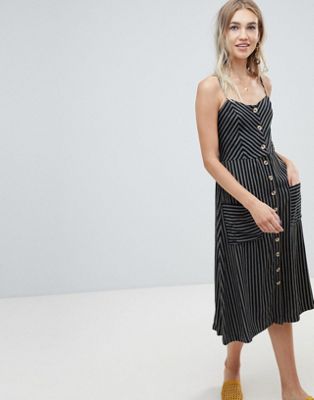 warehouse stripe button through dress