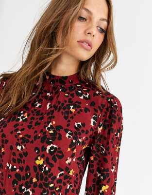 warehouse red leopard dress